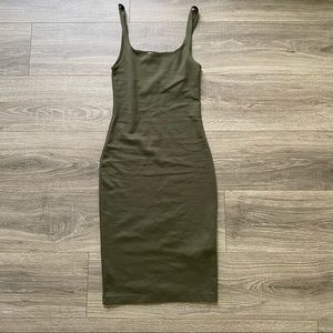 ZARA SMALL OLIVE GREEN MIDI DRESS